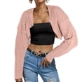 thumbnail image 2 of Women's Ribbed Knit Crop Cardigan Long Sleeve Open Front Loose Fit Drop Shoulder Lightweight Comfortable Sweater Top, 2 of 4