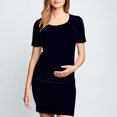 thumbnail image 2 of yoeyez Robe de Maternité Été Femmes Manches Courtes Col Rond Robe Soleil Douce Confortable Coton Robes de Grossesse Légère Ample Grande Taille Robe Midi Noir,G, 2 of 6