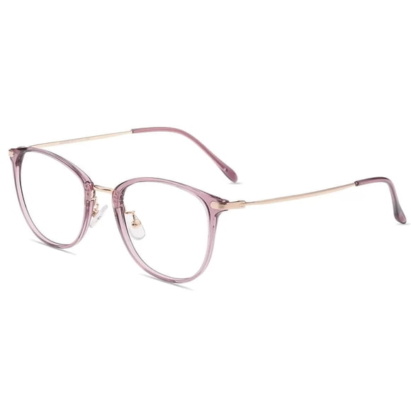 Firmoo Blue Light Blocking Reading Glasses?Anti Eye Strain Reduce Faigue Vintage Round Readers Purple Clear Eyewear Frame for Women/Men(1.50 Purple-Clear)