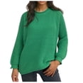 thumbnail image 2 of BVOFAR Chandails pour Femmes Grande Taille Couleur Unie Pulls Manches Longues Col Rond Hauts Décontractés Coupe Ample Chandail, 2 of 5