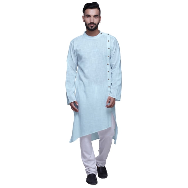 Atasi Solid Designer LongKurtaShirt Asymmetric Cut Full SleeveKurtaFor Men-XXX-Large