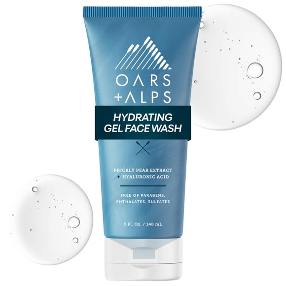 Oars + Alps Hydrating Gel Face Wash with Prickly Pear Extract and Hyaluronic Acid, 5 oz