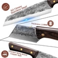 thumbnail image 2 of 7-inch Butcher Knife Forged Boning Knife Sharp Carbon Steel Blade with Three Rivets Wooden Handle Non Stick Kitchen Chef Knife Cutter Camping Knife, 2 of 7