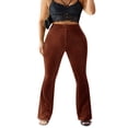 thumbnail image 3 of Women Bootcut Yoga Pants Tummy Control Workout Bootleg Velvet Trouser, 3 of 5