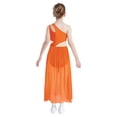 thumbnail image 2 of Moggemol Robe de Danse Ballet Lyrique pour Filles une Épaule Sans Manches Découpe Haute Basse Robe en Maille Fluide Orange 12, 2 of 7