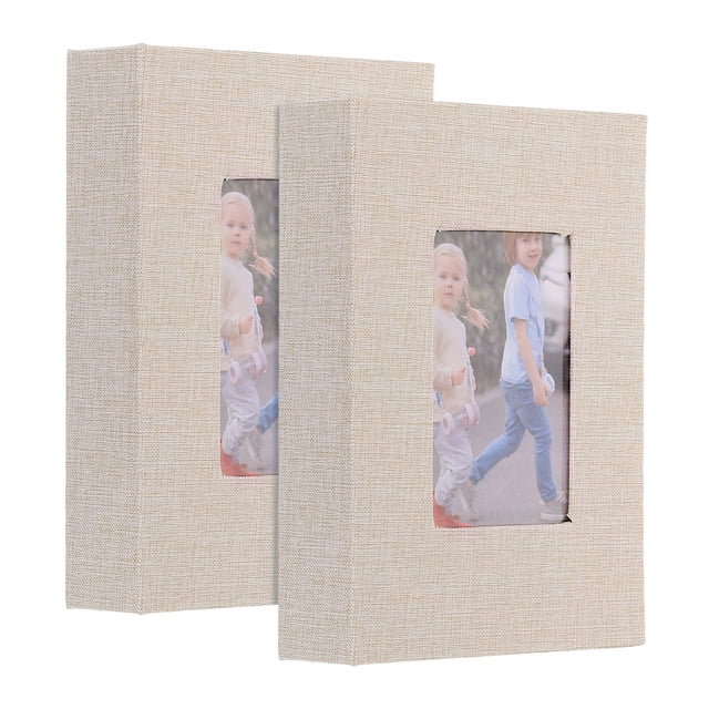 2Pack Small Photo Album, 4x6 Linen Cover Picture Book Hold 52 Photos, Beige