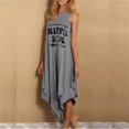 thumbnail image 4 of Robe Longue d'Été Décontractée Hippie pour Femmes avec Imprimé Lettre Soul, Sans Manches, Plissée Irrégulière, Ample, Double Couche, Grande Taille, 4 of 8