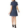 thumbnail image 3 of INSPIRE CHIC Women's Casual Button Front Summer Short Sleeve Dresses L Medium Blue, 3 of 7
