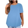 thumbnail image 1 of Birdeem Mode Femme Blouse Décontractée Unie Col Rond Manches Courtes T-Shirt Été Grande Taille Hauts, 1 of 5