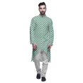 thumbnail image 1 of Atasi Cotton Slub Printed Fashion For Men Asymmetric Button Down Kurta For Men, 1 of 5