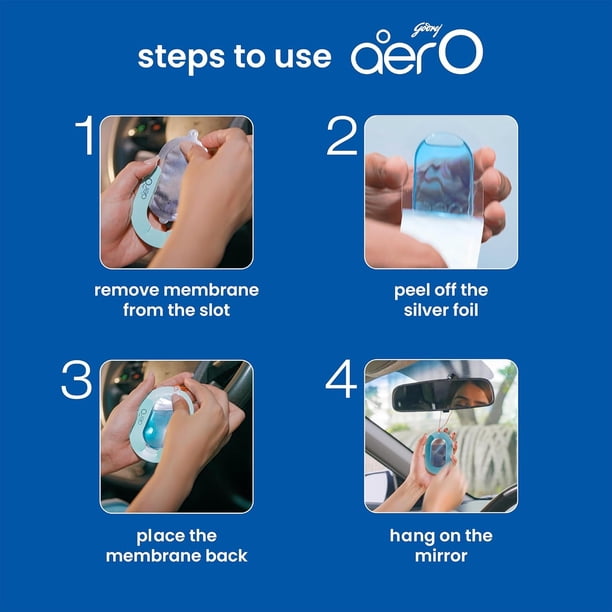 Godrej Aer-O Cool Aqua Car Freshener Diffuser, 7.5 g, Lasts Upto