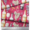 thumbnail image 2 of Soimoi Modal Satin Tissu Raisins, Verre de Vin & Bouteille Impression Couture Tissu Yard 42 Pouces de Large, 2 of 3