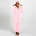 thumbnail image 1 of zanvin Pyjama une-Pièce Chaud en Molleton pour Femme, Combinaison à Capuche en Peluche à Manches Longues pour l'Hiver, Rose, TTTG, 1 of 6
