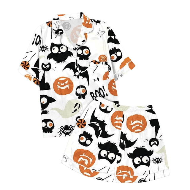 WEAIXIMIUNG Ensemble de Pyjama pour Enfants, Loisirs, Imprimé, Col à Boutons, Haut à Manches Courtes, Short 100