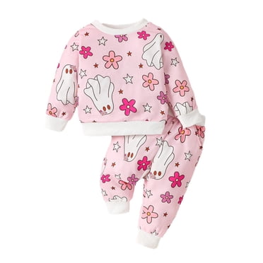YOUSNH Ensemble de Vêtements d'Halloween pour Tout-Petits Garçons Filles Manches Longues Hauts à Imprimés Citrouille T-Shirt Chandail Pantalon Tenues Ensembles de Tenues pour Filles Rouge 12-18 Mois