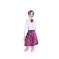 thumbnail image 2 of 3 Pcs Uniforme Scolaire Filles Chemise Blanche Jupe Tartan Rose 9-10 Ans, 2 of 6