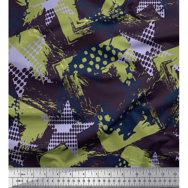 Soimoi Blue Rayon Fabric Dot,Insect & Texture Print Fabric by Yard 56 Inch Wide