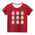 thumbnail image 1 of Penkiiy T-Shirts de Pâques pour Enfants Tout-Petits Garçons Filles Mode Pâques Mignon Oeufs de Pâques Imprimé Col Rond Imprimé Manche Courte Haut 9 Ans Rouge, 1 of 4