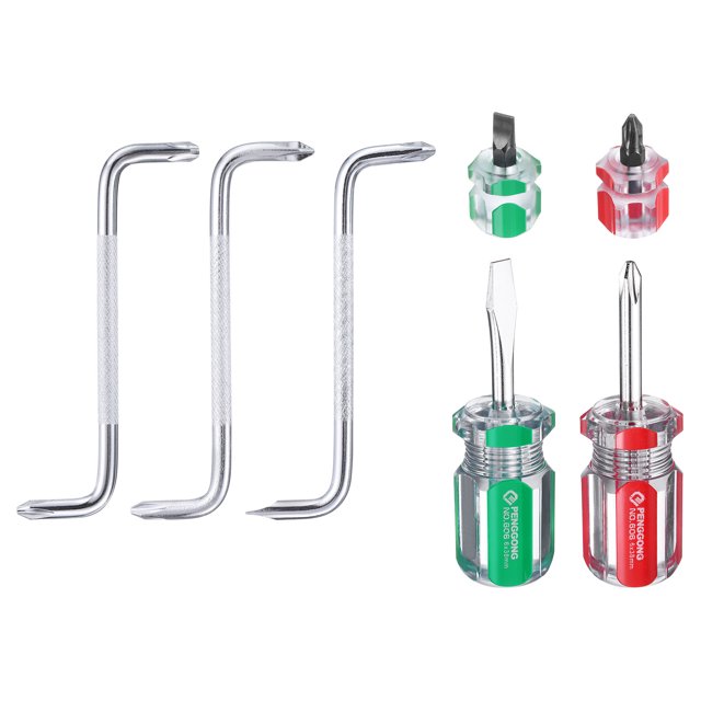 Uxcell 7pcs Offset Screwdriver Set PH3/PH2 PH2/PH1 PH2/SL6 Phillips Slotted Head Right Angle 90 Degree Screw Driver Double Ended Z-type Hand Tool with Mini Big Screwdrivers