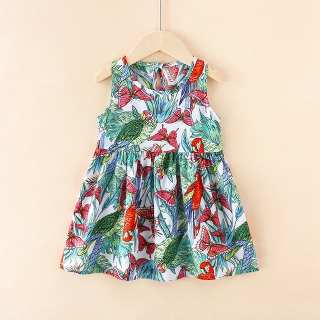Robes de Printemps pour Petites Filles Robes Trapèze pour Fille Robe Sans Manches à Fleurs Robe de Demoiselle d'Honneur pour Fille