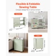 thumbnail image 3 of VEVOR Folding Sewing Table, Multipurpose Sewing Machine Table with Compact Design, Wheels, Wooden Pegs, Storage Trays and Shelf, Magnetic Door Lock, Craft Station and Side Desk for Home, Light Green, 3 of 9