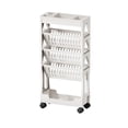 thumbnail image 1 of White Rolling Book Cart 5-Tier Desktop Organizer For School Office 29.9X14.5X6.1 Inches Portable Folding Storage Rack For Books Stationery Supplies Mobile Classroom Trolley With Wheels, 1 of 6