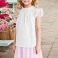 thumbnail image 2 of Chemises à Manches Courtes à Volants pour Filles Mignonnes d'Été Col à Volants Plissé Blouse Texturée, 2 of 7