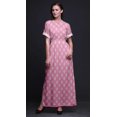 thumbnail image 4 of Bimba Rayon Floral Block Printed Womens Long MaxiDressGown With Side Slit-Small, 4 of 6