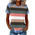 thumbnail image 1 of Hauts Décontractés à Manches Courtes pour Femmes, Blouses à Col Rond Coupe Ample, T-Shirts d'Été Unis pour Usage Quotidien, Chemises en Polyester Confortables, 1 of 5