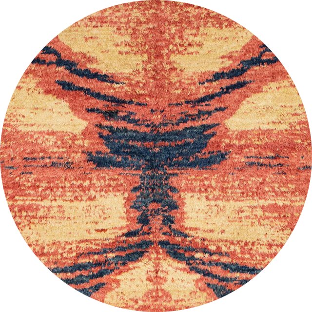 Ahgly Company Tapis d'Intérieur Ronds Abstraits Rouge Brique Feu Abstrait, 5 Pieds Rond
