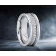 thumbnail image 2 of Men's Tungsten Wedding Band Eternity Ring Cubic Zirconia Silver 8MM, 2 of 6