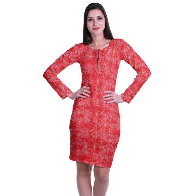 Moomaya Womens Full Sleeve Printed Midi Length Printed Bodycon Dress
