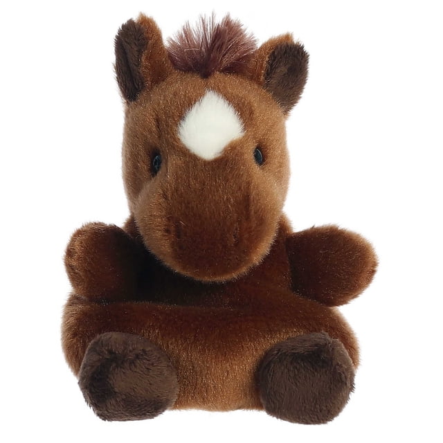 Aurora Palm Pals - Truffle Brown Horse Jouet en Peluche de 5 Pouces Présentant une texture Douce et Duveteuse et un Remplissage en Granule de Haricot pour la Stabilité. le Cheval a un Corps Brun Riche, une patch Blanche sur Son Front et une Touffe de Crinière Brun Plus Foncé. Conçu pour Tous les Âges, Ce Jouet Fantaisie compact et Câlin Est Idéal pour Offrir Ou Collectionner.