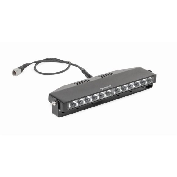 mPower Barre Lumineuse EMPLR00007 ORV; LED; Longueur 12 Pouces; Blanc; 105 Watts/7,5 Ampères à 14 Volts; Faisceau Spot/Flood; 8294 Lumens Bruts; Lentille en Silicone Incassable Claire; Boîtier en Aluminium Noir; Montage Universel