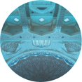 thumbnail image 1 of Ahgly Company Machine Washable Indoor Round Transitional Bright Turquoise Blue Area Rugs, 5' Round, 1 of 7