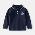 thumbnail image 2 of MIASHUI Chemise à Manches Longues pour Garçons Filles Col à Revers Boutons Hauts d'École, Marine, 1-2 Ans, 2 of 3