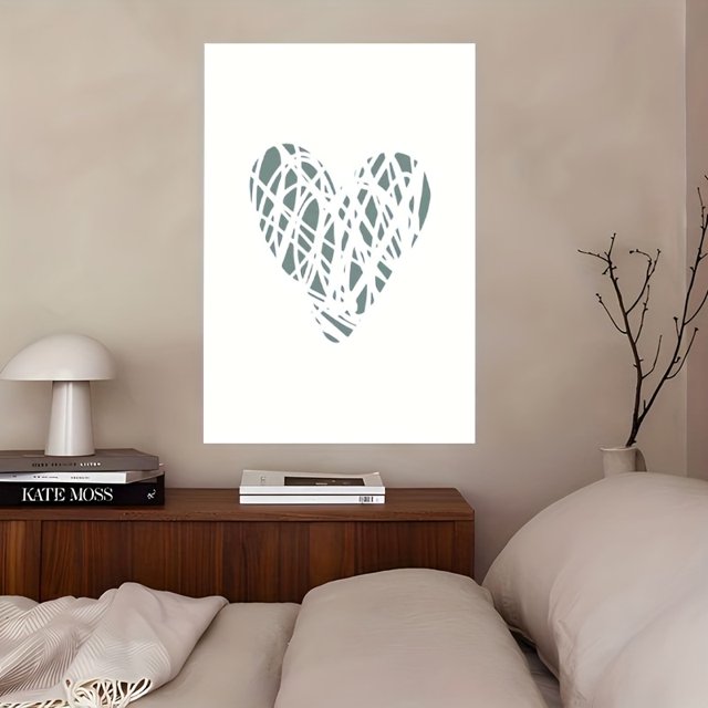 1pc Minimalist Heart Line Art Poster, Modern Abstract Colorful Heart Design Canvas Wall Art For Living Room,kitchen, Home Office50 x 70 cm (without frame),10