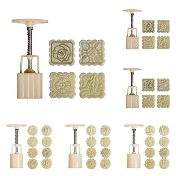 Hand DIY Baking Cake Mould For Mid Autumn Festival 3D Pattern Kitchen, 14.2 cm, Color A 3 Packs & C 3 Packs
