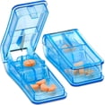 thumbnail image 1 of Pill Cutter - V- Grip Pill Crusher and Cutter for Vitamins, Big & Small Pills, and Medication - Transparent Pill Splitter with Pill Holder Case to Split, 1 of 7