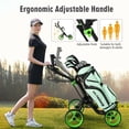thumbnail image 4 of Gymax Chariot Poussé de Golf Pliant à 4 Roues avec Poignée Réglable Frein à Pied Vert, 4 of 10