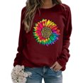 thumbnail image 5 of Blouse à Manches Longues pour Femmes Blouse Décontractée Ample Col Rond Manches Longues Imprimé Tournesol T-Shirt Blouse Manches Longues, 5 of 5