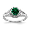 thumbnail image 1 of Bague en Argent Sterling 925 Rhodié avec Diamant et Émeraude Créée, 1 of 2