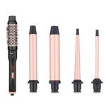 Ceramic Multifunctional 5 In 1 Curling Iron Set, Hair Care & Constant Temperature, Includes Curling Brush And Interchangeable Ceramic Wands For