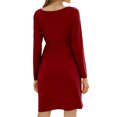 thumbnail image 4 of Women High Waist Long Sleeve Crew Neck Solid Color Pleated Mini Dress, 4 of 4