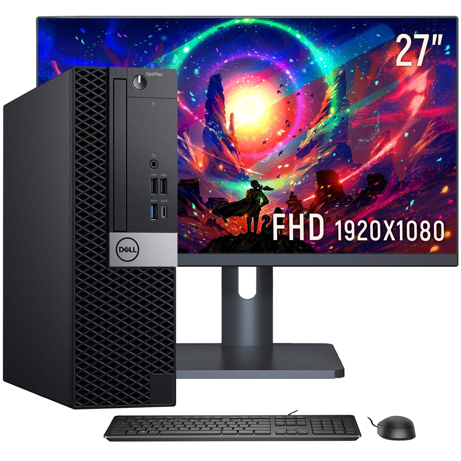 Dell Optiplex 5060 Desktop PC with NEW 27" Inch Monitors HDMI- Hexa Core i5 8th Gen Processor Up to 4.1Ghz | 32GB DDR4 RAM 512GB SSD Storage | 4K Support | Windows 11 Pro -64 bit (A Grade)