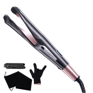 Professional 2 in 1 Twist Hair Curling & Straightening Iron Hair, Curling Iron Professional, Spiral Hair Straightener, Adjustable Temp with Digital LCD Display, Instant Heating