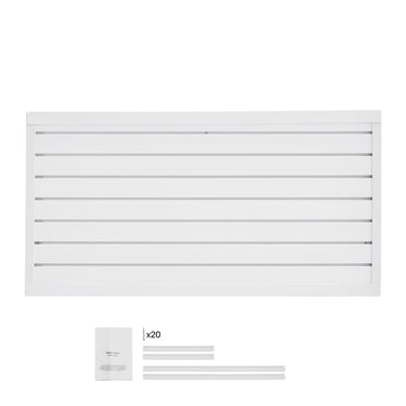KFFKFF Panneau de Mur à Lattes, 2 x 4 Pi, Mur à Lattes de Garage en PVC au Design Modulaire, Panneau de Mur à Lattes Blanc Facile à Installer et Ajustable avec Structure d'Accouplement et Découpe Bricolage