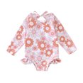 thumbnail image 1 of B91xZ Girls One Piece Swimsuit One Shoulder Ruffle Bathing Suit Adjustable Swimwear,Pink 18-24 Months, 1 of 5