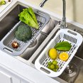 thumbnail image 3 of Oleegame 1PC Shower Soap Dish With Hook Household Retractable Vegetable Sink Drain Basket Kitchen Sink Drain Rack Gray, 3 of 8