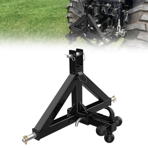 Récepteur d'Attelage 3 Points Robuste pour Tracteur de Catégorie 1 – Support à Billes de 2 Pouces, Capacité de 10 000 LB, Attelage Rapide Compatible avec Kubota BX, Kioti, Yanmar, NorTrac – Accessoire en Acier Durable